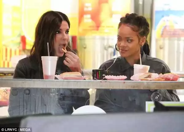 AWWW!! Rihanna and Sandra Bullock spotted having Lunch in New York